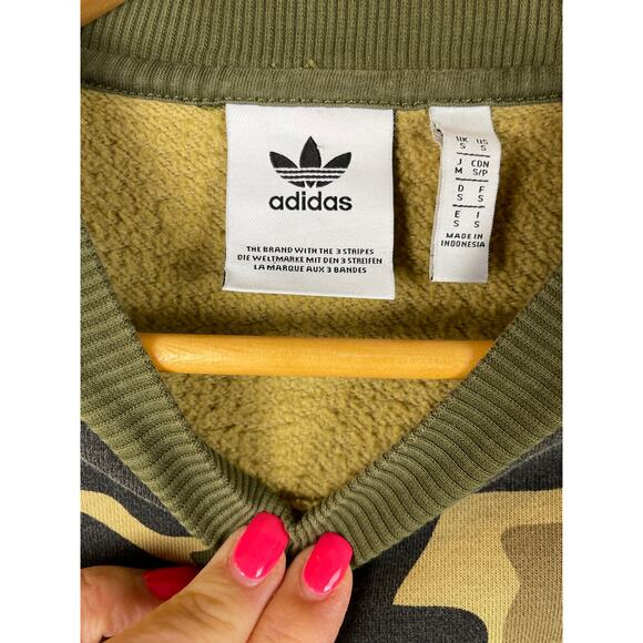 Adidas Originals Camo Camouflage Drip‎ Effect Sweatshirt Trefoil Size Small - Picture 9 of 10